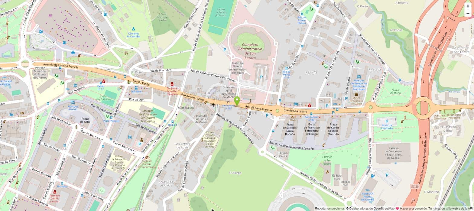 Mapa de la ubicación del Albergue Dream in Santiago, Rúa de San Lázaro 81, Santiago de Compostela